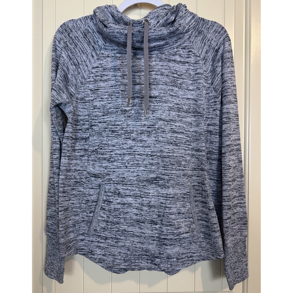 Athleta Techie Sweat Hoodie Sweatshirt Stretch Cowl Neck Heather Grey Sz S